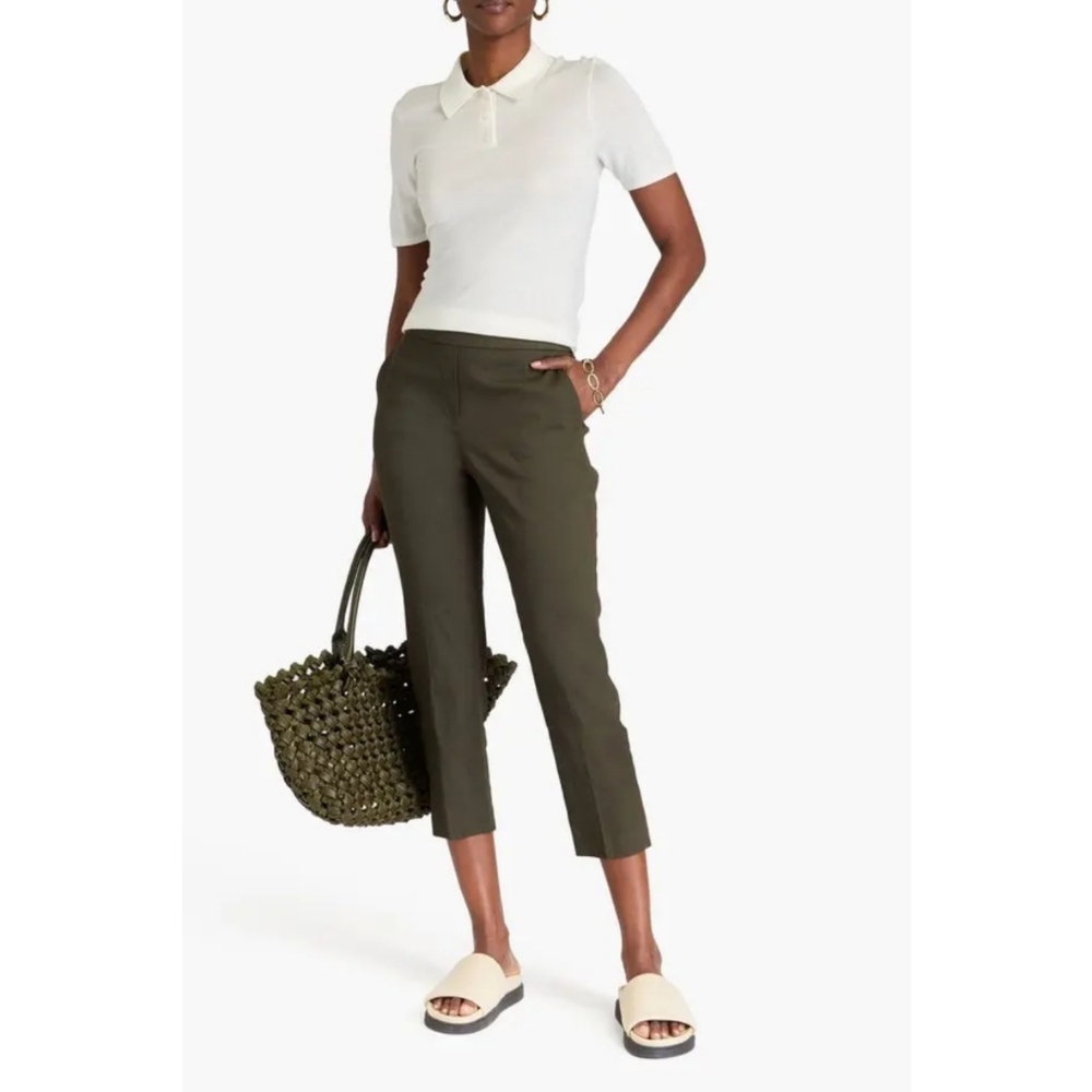 Theory Korene Linen Tapered Crop Pant Small Coastal Resortwear Minimalist